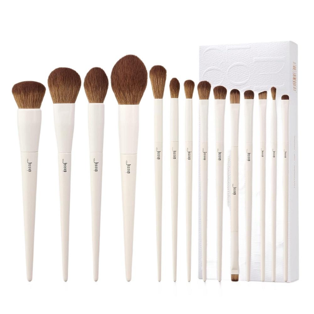 Jessup Luxury 14-Piece Makeup Brush Set, Light Gray