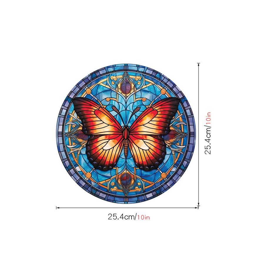 New Antique Color Dyed Hummingbird Iris Japonica Window Glass Electrostatic Sticker Detachable Decorative Film Home Decorations
