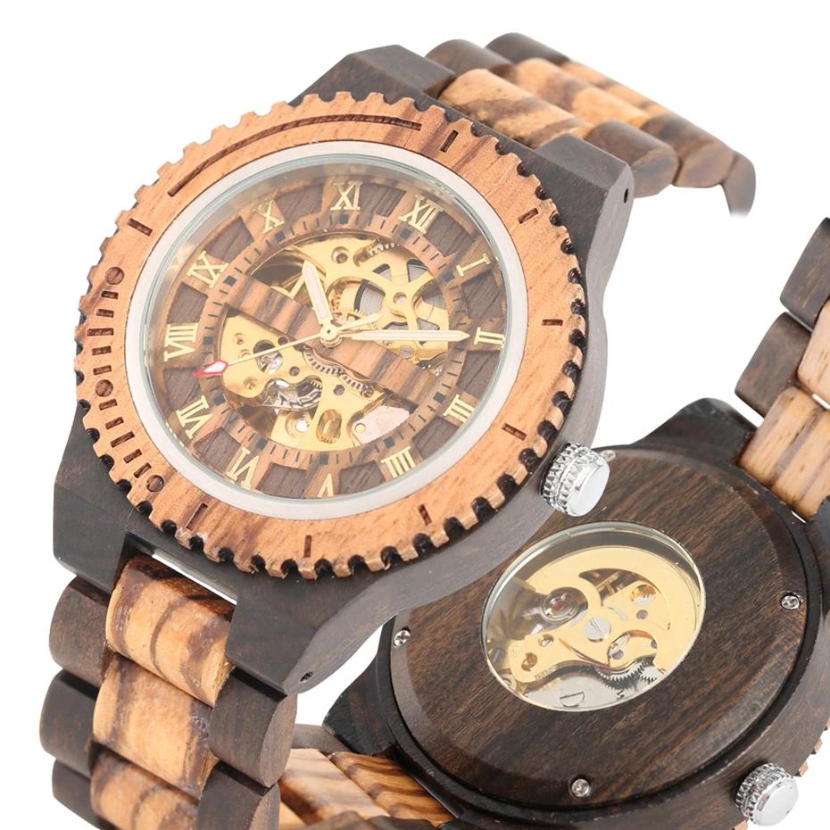 

Luxury Mens Wooden Watch Fashion Clock Adjustable Wooden Bracelet Mechanical Wristwatch Vintage Bussiness Gift Reloj de madera