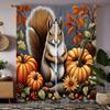 2 Stück HD Herbsterntefest Kürbis Eichhörnchen Tannenzapfen dekorativer Vorhang Gelber Bindevorhang digital bedruckt Heimdekor s
