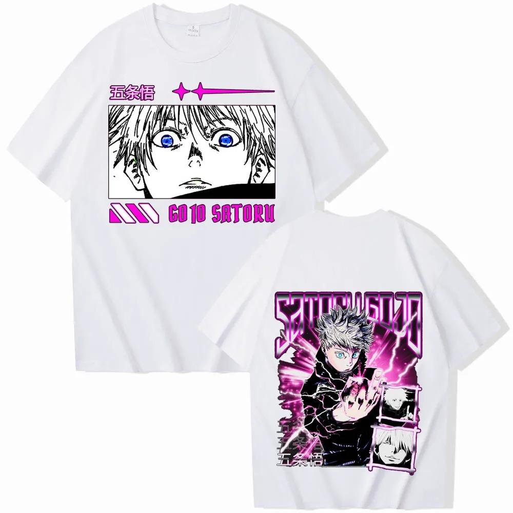 Jujutsu Kaisen Satoru Gojo Anime Herren T-Shirt Sommermode Neu Harajuku O-Ausschnitt Reine Baumwolle Kurzarm Shirt Top Fan Geschenk