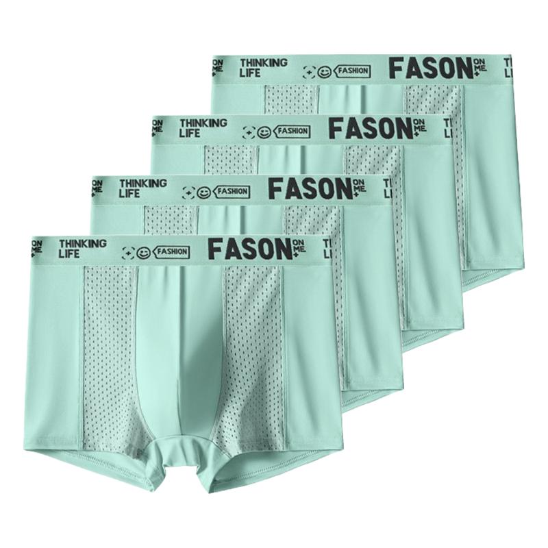 

4pcs Men s Underwear Summer Thin Breathable Mesh Ice Silk Quadrangle Pants Sports Letter Flat Corner Shorts XL XXL 3XL 4XL 4XL