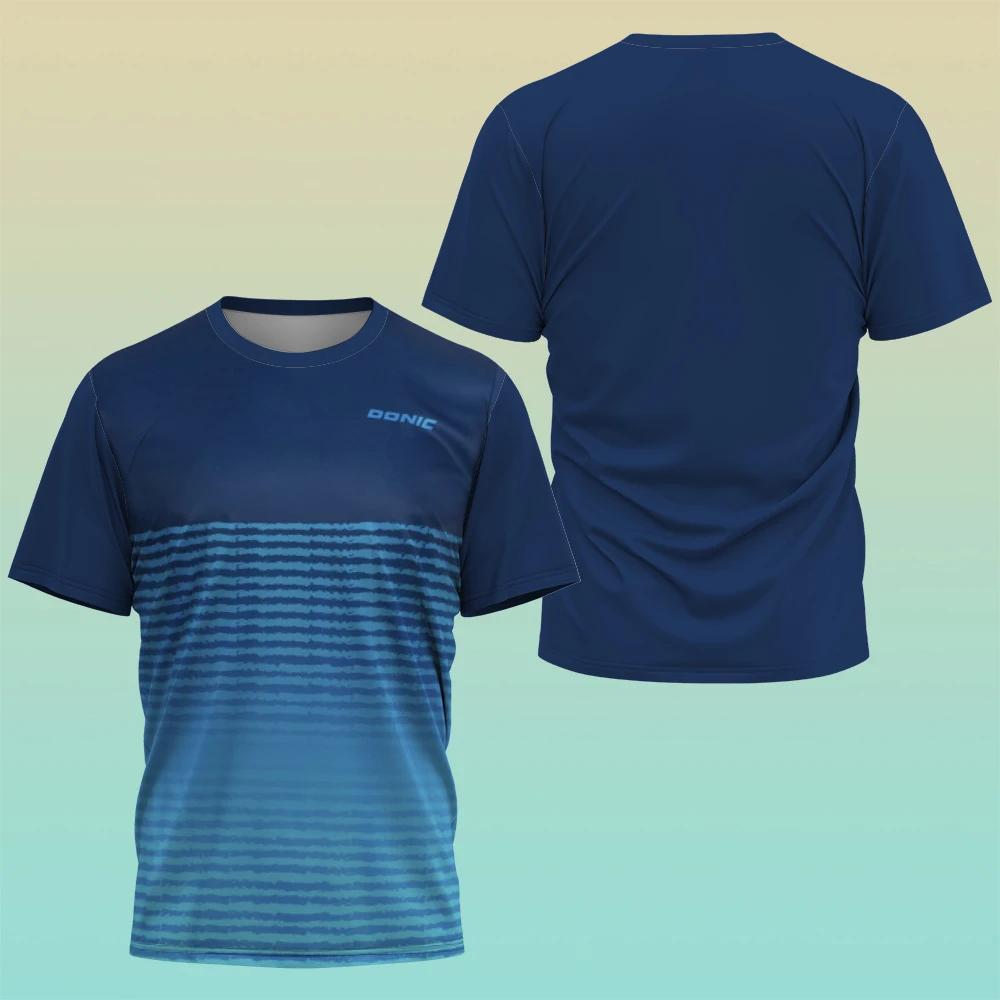 Summer Men's Table Tennis Training Uniform, Casual and Comfortable Sports Short Sleeved Top, 3D Printed O-neck Short Sleeved T-shirt