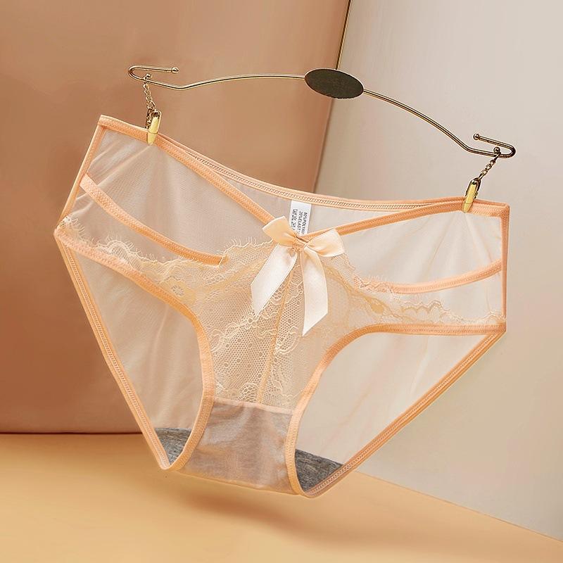 Women's Lace Underwear Sexy Hollowed Out and Seamless Cotton Crotch Triangle Pants for Women