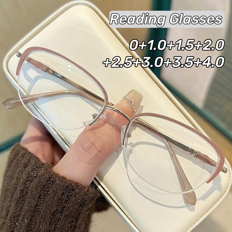 New Fashion Metal Half Frame Women Reading Glasses Luxury Brand Glasses Computer Office Goggles Simple Glasses Man Reading