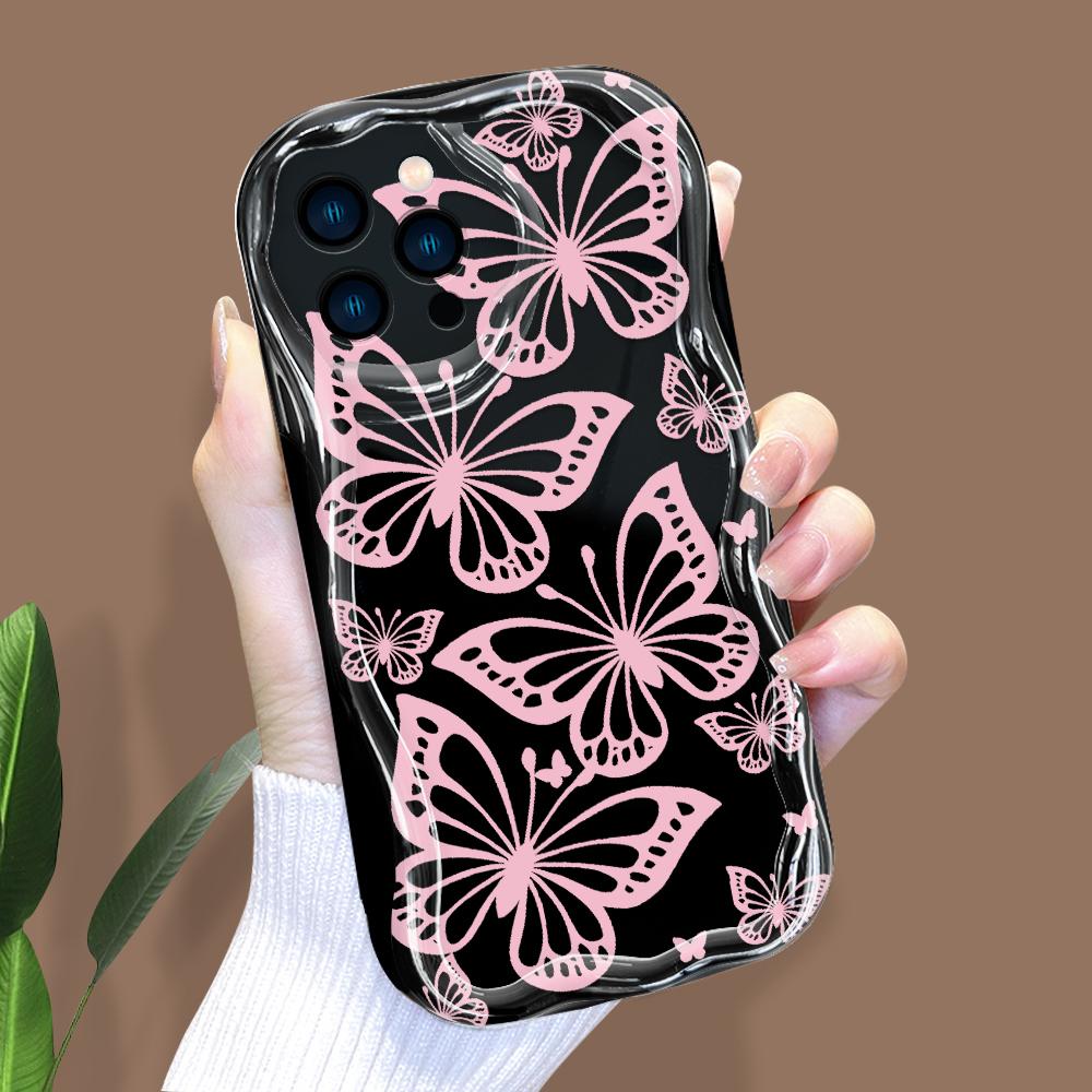 Cartoon Pattern Cream Texture Casing Wavy Edge Soft Silicone Cover Phone Case for IPhone Samsung Huawei Honor Xiaomi Redmi Infinix Tecno