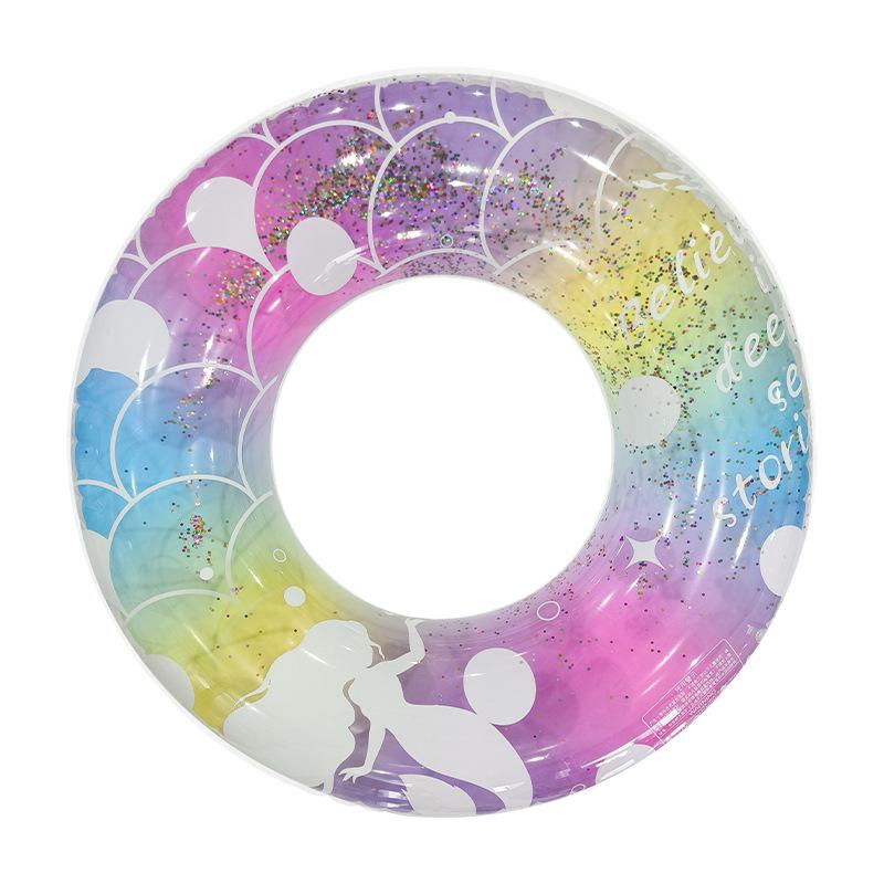 Starry Sky Sequin Mermaid Swim Ring: Thickened Inflatable Children's Float