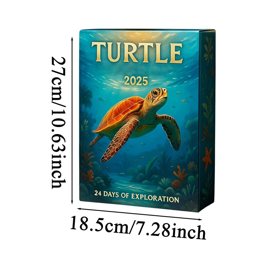 Turtle Advent Calendar 2026 24 Days Countdown Christmas Acrylic 2D Pendants Cute Animal Figure Decoration for Holiday Party Gift