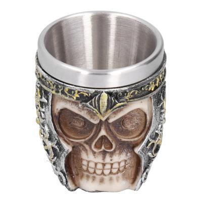 Skull Mug Resin Stainless Steel Liner Anti Rust Lightweight Small Viking Cup for Bar Home Party