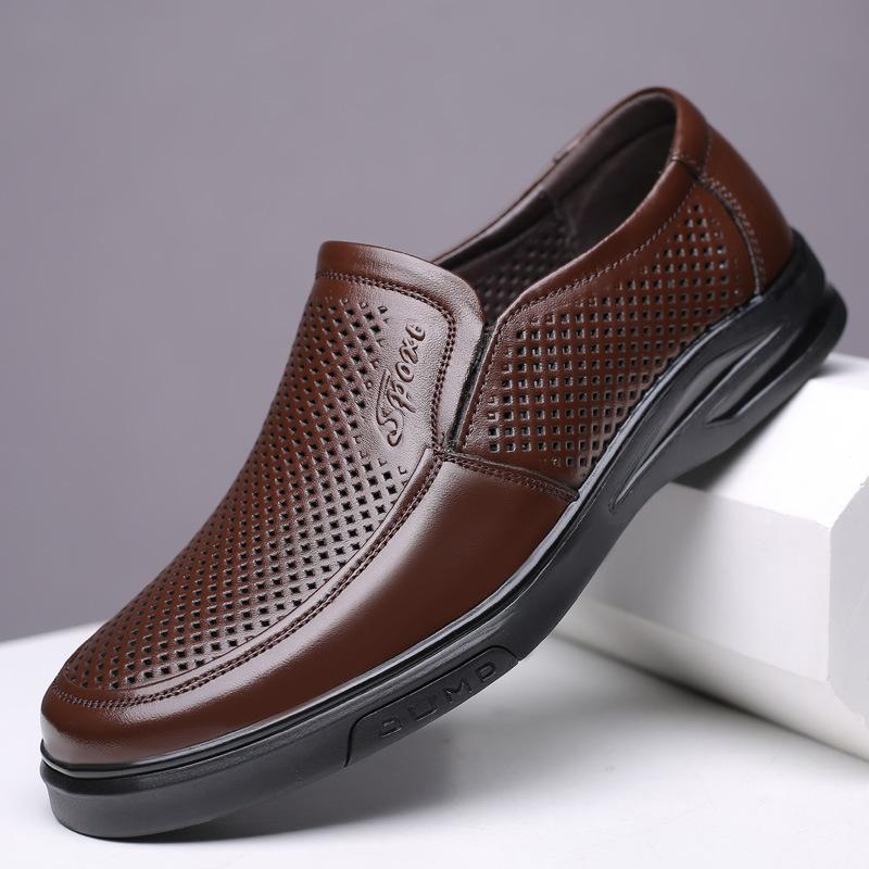 Genuine Leather Shoes Men Spring Summer Footwear Cow Leather Mens Casual Shoes Brand Male Business Shoes Black Brown