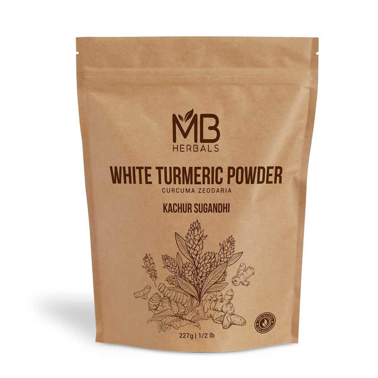 

MB Herbals White Turmeric Powder 277 g | Poolankilangu | Kachur Sugandhi | EXTERNAL USE ONLY