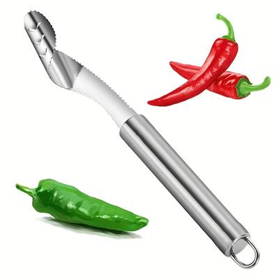 Stainless Steel 2-in-1 Jalapeno Corer Tool With Serrated Edges Pepper Seed Core Remover Kitchen Gadgets Pepper Corer