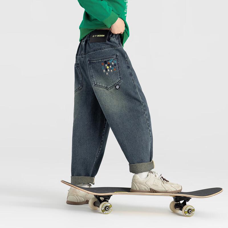 Boys' Retro Loose Fit Washed Denim Jeans
