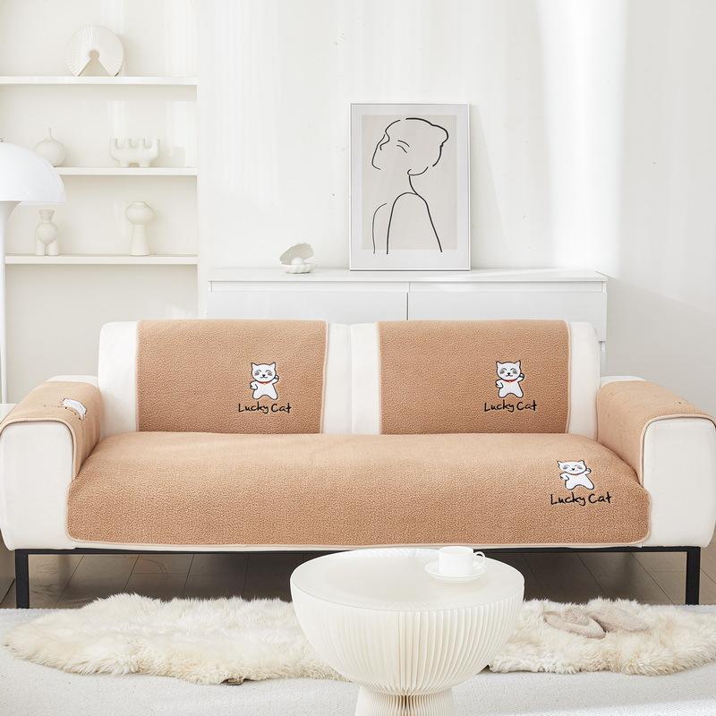 Cartoon Lamb Wool Sofa Cushion  Autumn And Winter New Thickened Seat Cushion High-End Non-Slip Sofa Cover Cover Cloth