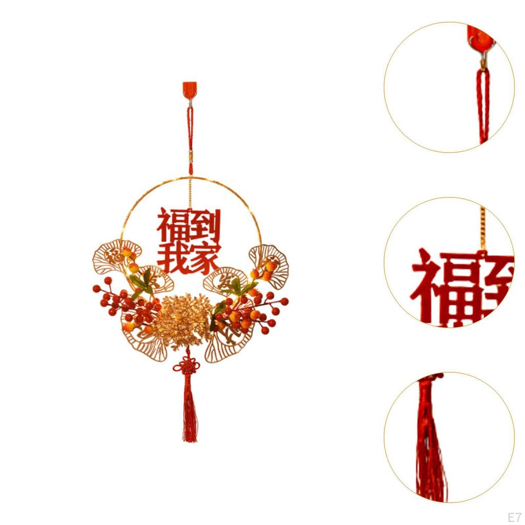 Chinese Lunar Year Wreath Front Door Artificial Berries LED with Light