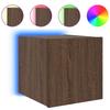 Wall Mounted TV Cabinet with LED Lights Brown Oak Effect 30.5 x 35 x 30 cm