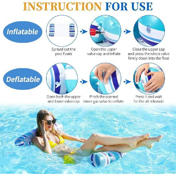 Pool Floats Adult - 2 Pack Inflatable Pool Floats Hammock, Multi-Purpose 4-in-1Pool Floats for Adults, Swimming Pool Water Hammock Lounge