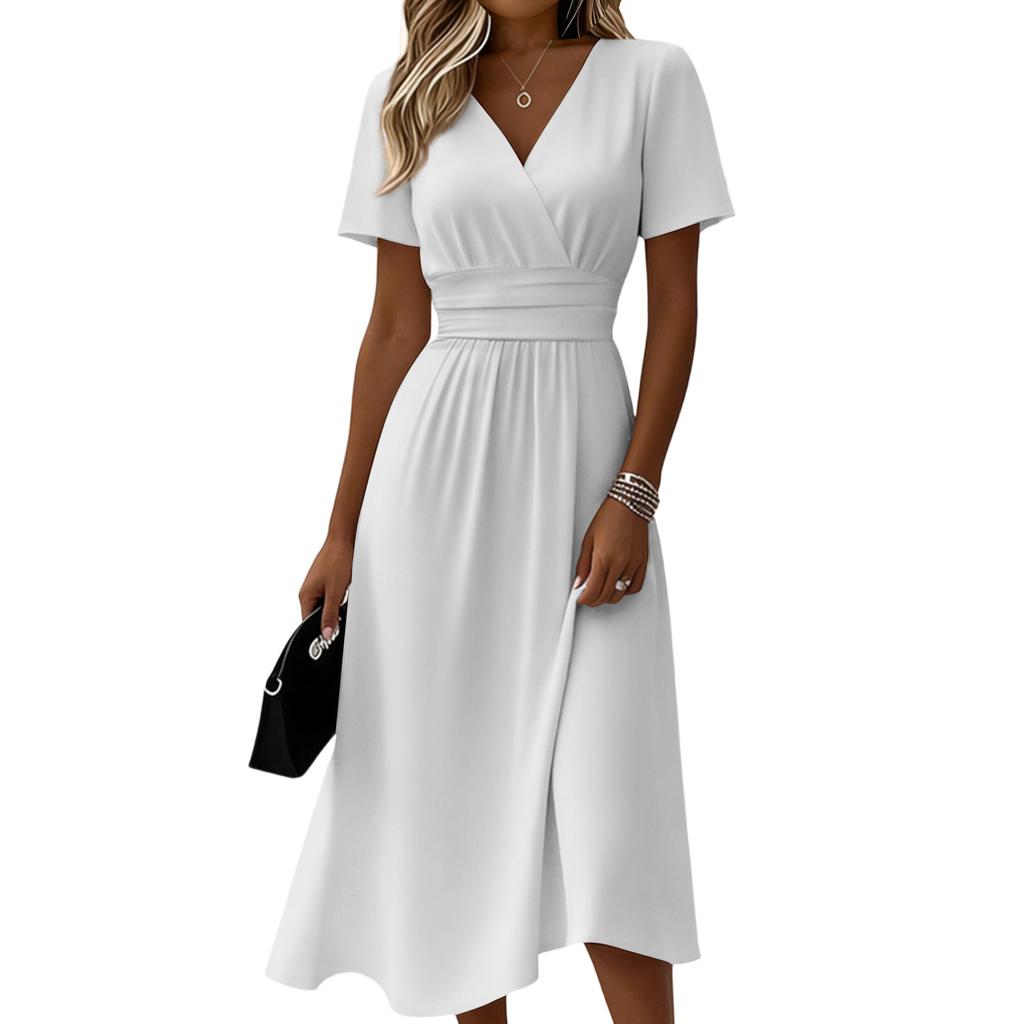 Ladies' Gradient Casual Fashion Short Sleeved V-neck Dress