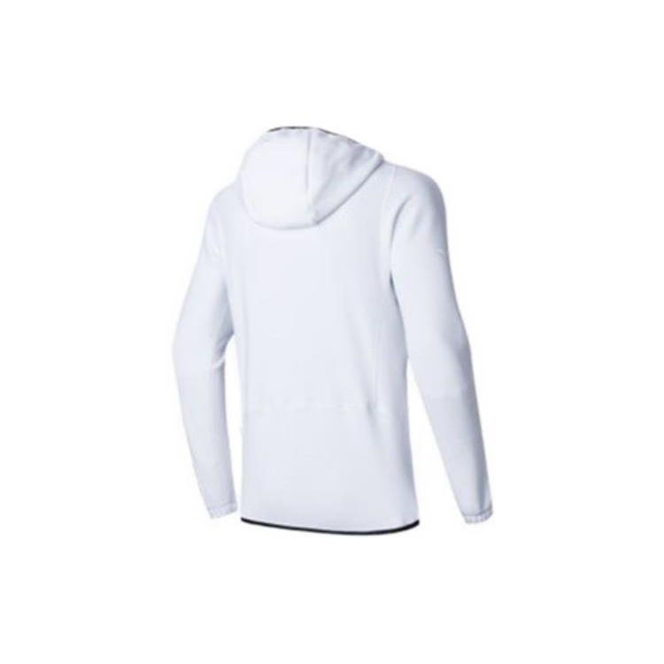 Anta Comprehensive Training Series Letter Color Block Zipper Hooded Fleece Thick Jacket Men Jackets Pure-White 952347702-1