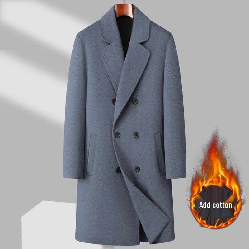 Wool Blend Men's Mid-Length Trench Coat - 2025 Autumn/Winter Collection
