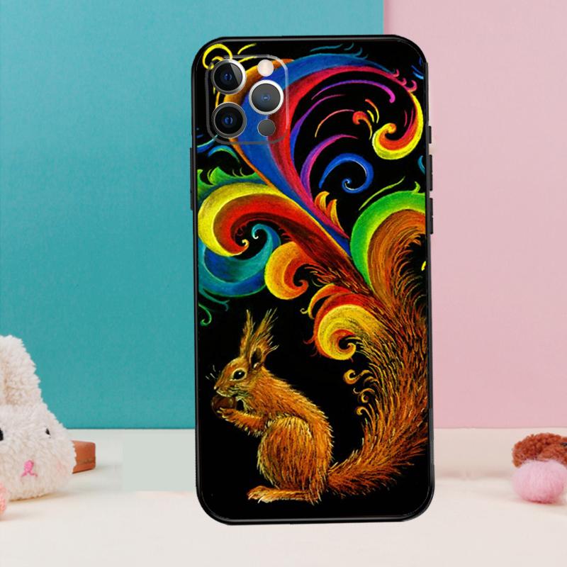 Cartoon Animal Squirrel Phone Case For iPhone 17 Air 16 15 13 12 11 14 Pro Max 12 13 mini 15 16 Plus 16e Cover Coque