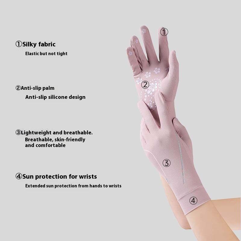 1Pair Sun Protection Gloves Sunscreen Breathable Anti-Uv Cooling Fabric Slip Gloves For Outdoor Cycling Driving