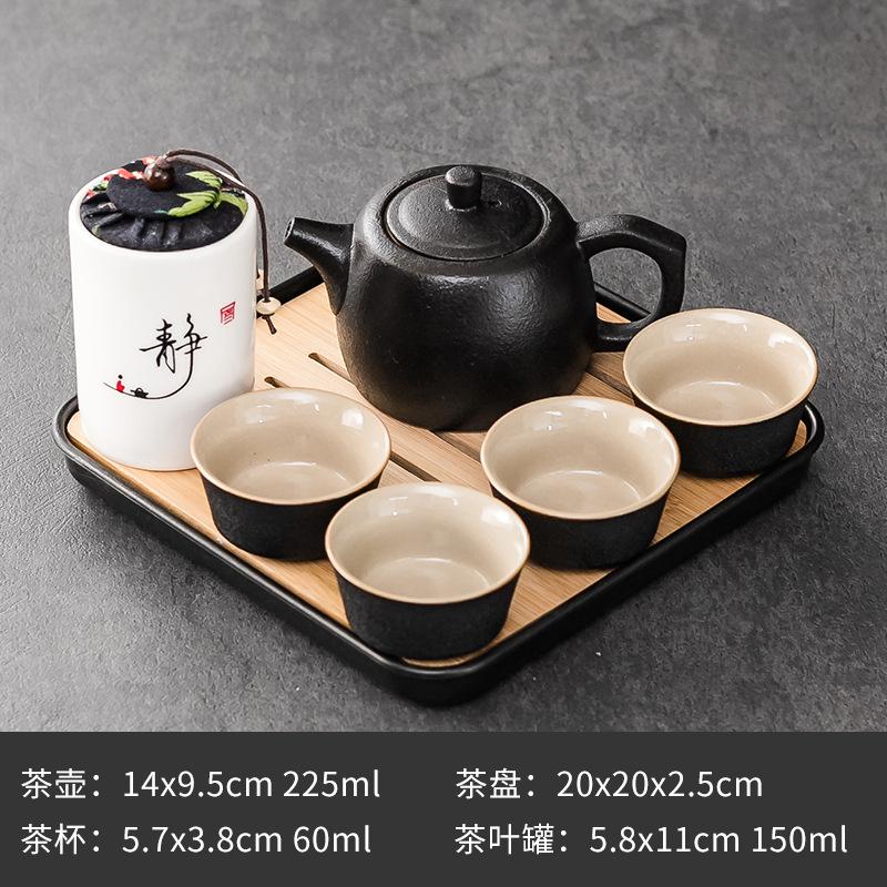 Purple Clay Ceramic Kung Fu Tea Set Home Teapot Set with Portable Tea Tray and Tea Caddy