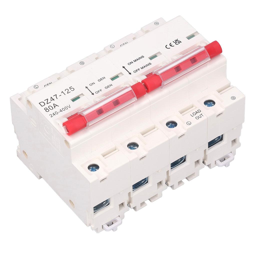 Interlock Miniature Circuit Breaker Dual Power Transfer Switch with Bus Bar 2P+2P AC 240‑400V 80A