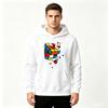 Men's Casual Pullover Hoodie, Shattered Magic Cube Graphic Print Long Sleeve Hooded Sweatshirt for Daily Wear