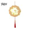 Handmade Paper Lantern Craft DIY Chinese Ancient Style Kit, Light Up Handheld with LED String & Quaint Wooden Frame Tassel, Rabbit Butterfly Lotus Fan