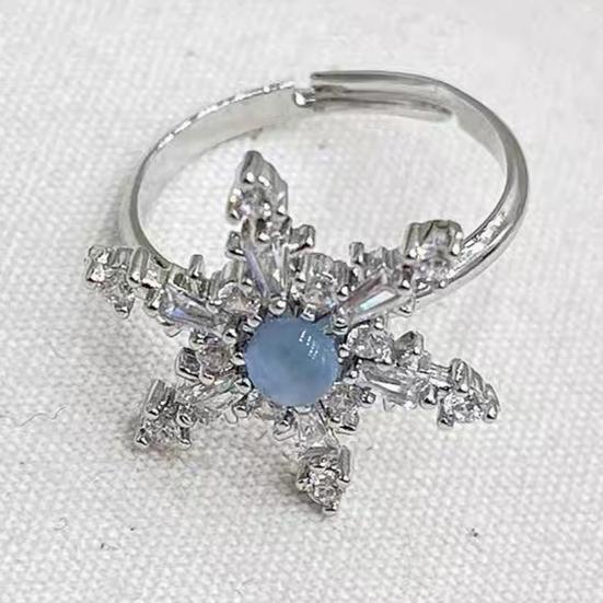 2Pcs/Set Women Ring Set, Stackable Ring with Cubic Zirconia Micro-Setting, Snowflake Row Rings Set for Jewelry Gift