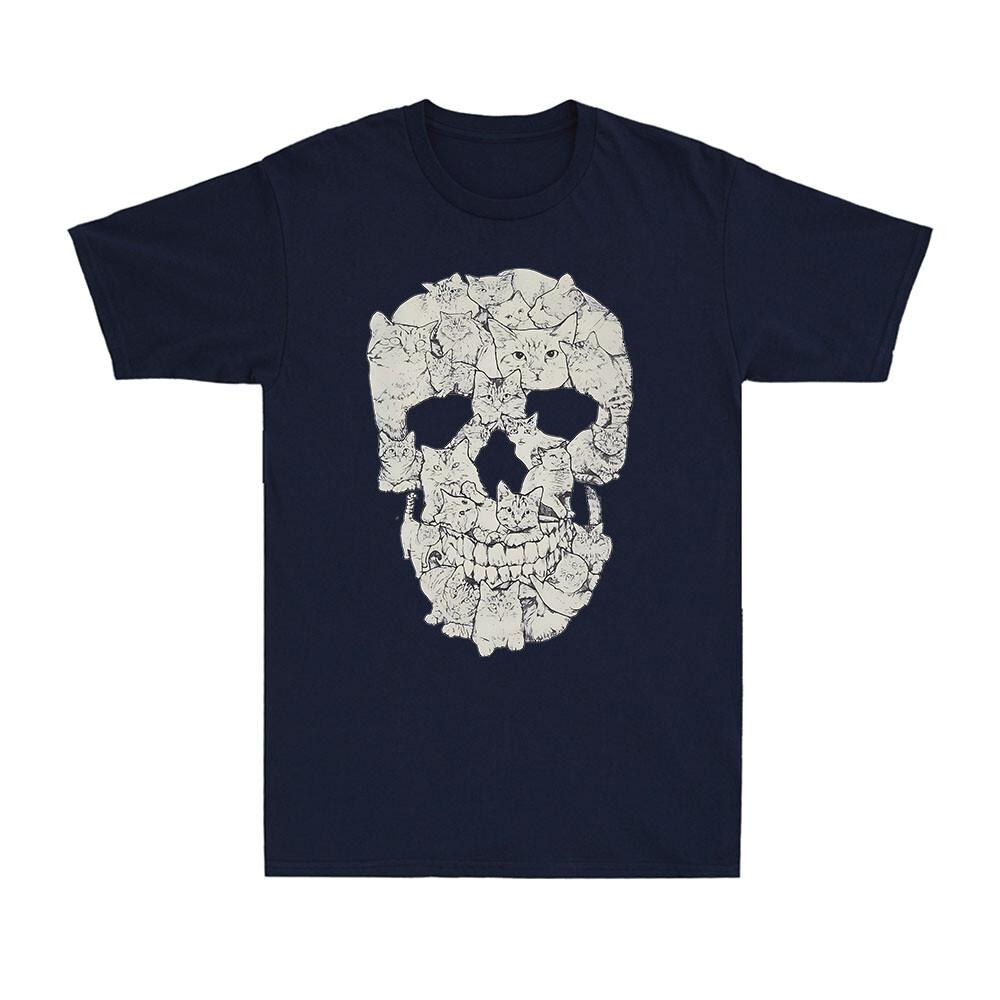 Cat Skull Cat Lovers Shirt Funny Kitty Horror Skeleton Vintage Unisexs Tshirt