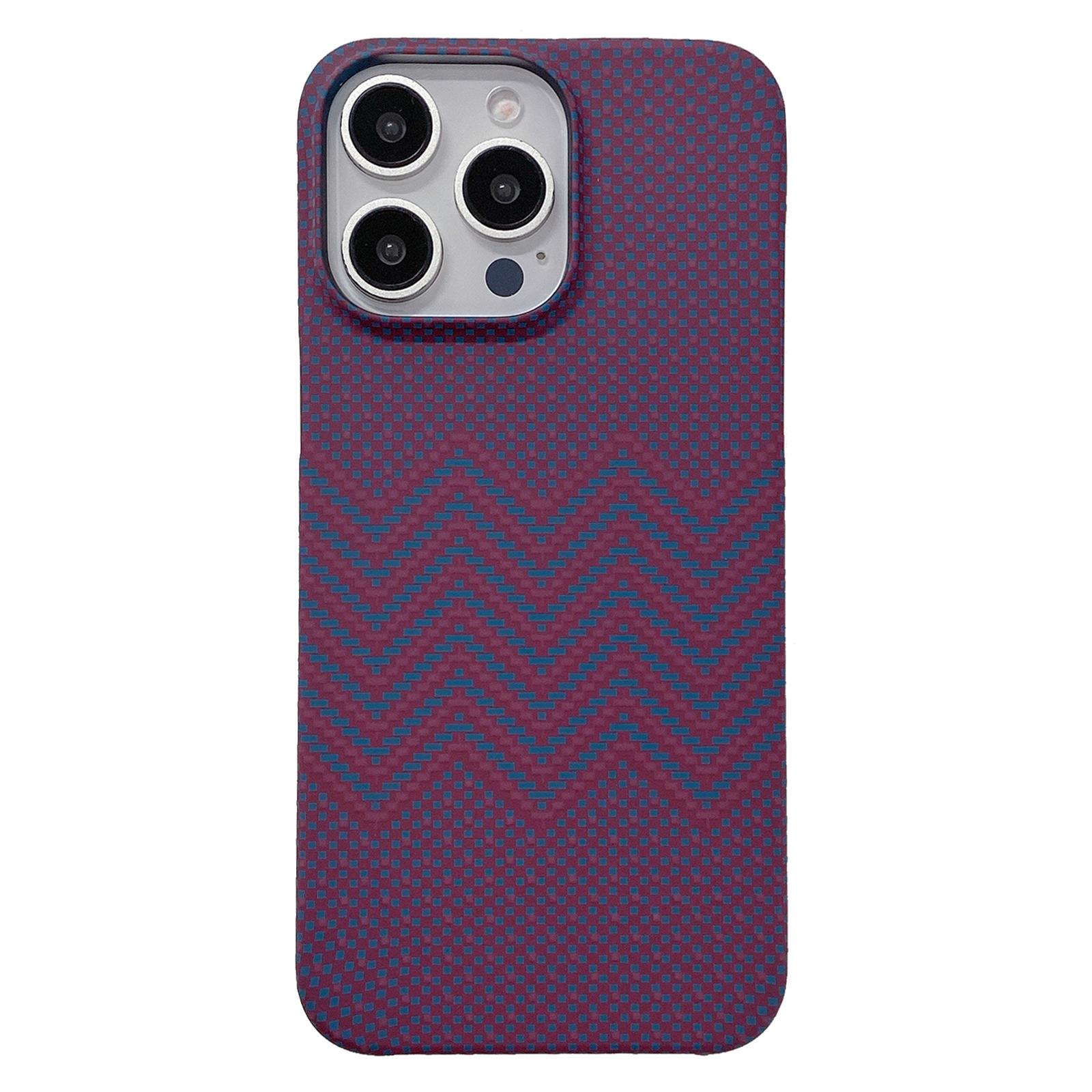 

For iPhone 13 Pro Max Case Stylish Pattern Luminous Anti-Drop PC Phone Cover Wine Red Wave