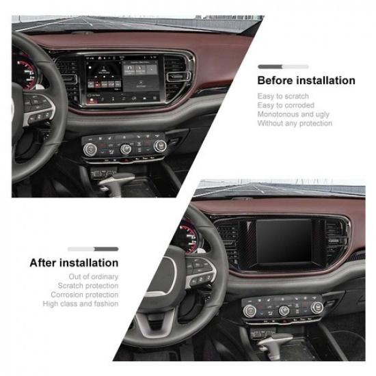 + Dodge Durango Console Dashboard Navigation Cover For 84 Inch | Carbon Fiber | Self-Adhesive | Plastic | Front