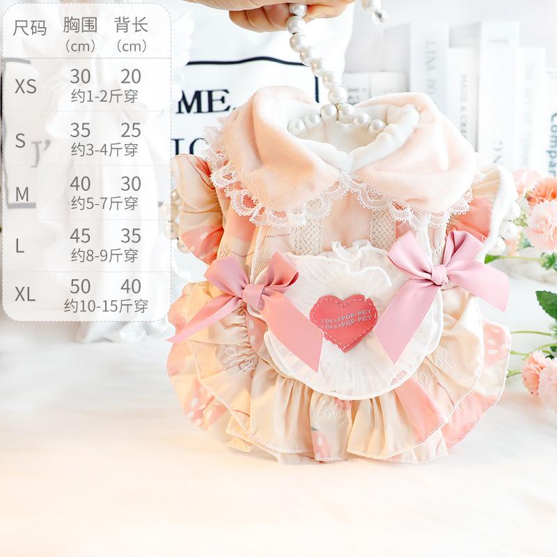 Dog Clothes Autumn and Winter Cat Princess Dress Fleece Thick Sweet Lolita Small Dog Pet Supplies