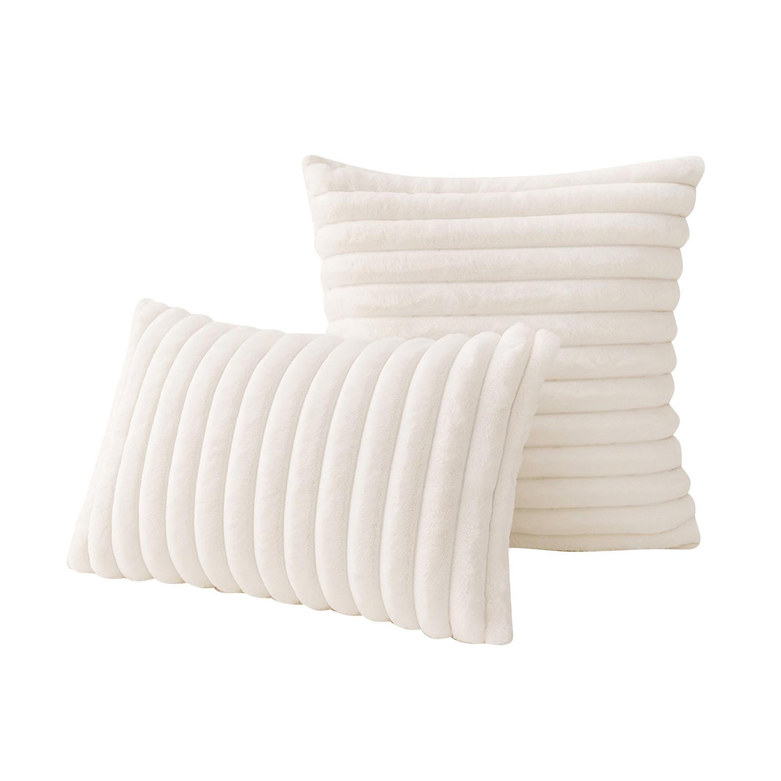 Большой чехол для подушки, супермягкая вельветовая наволочка, полосатая декоративная наволочка для кровати, дивана, дивана, весенний домашний декор One Size белый