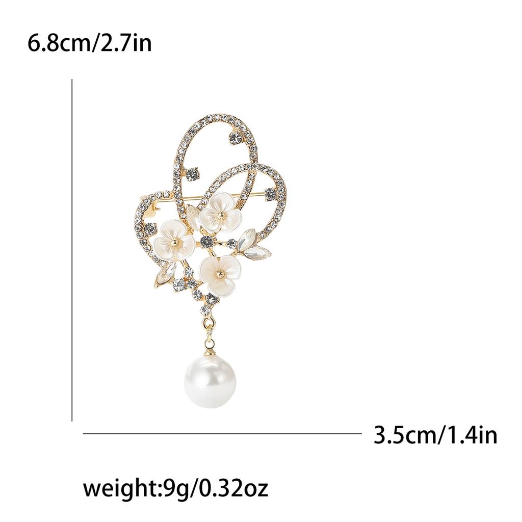 Rhinestone Plum Blossom Branch Pins for Women Pearl Plant Brooches Office Party Friends Gifts Jewelry Accessories