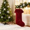 Sammet Julstrumpa Helg-godispåse Dekorationer Familjestrumpor För Julgran Öppen spis Hylla Hängande Prydnad