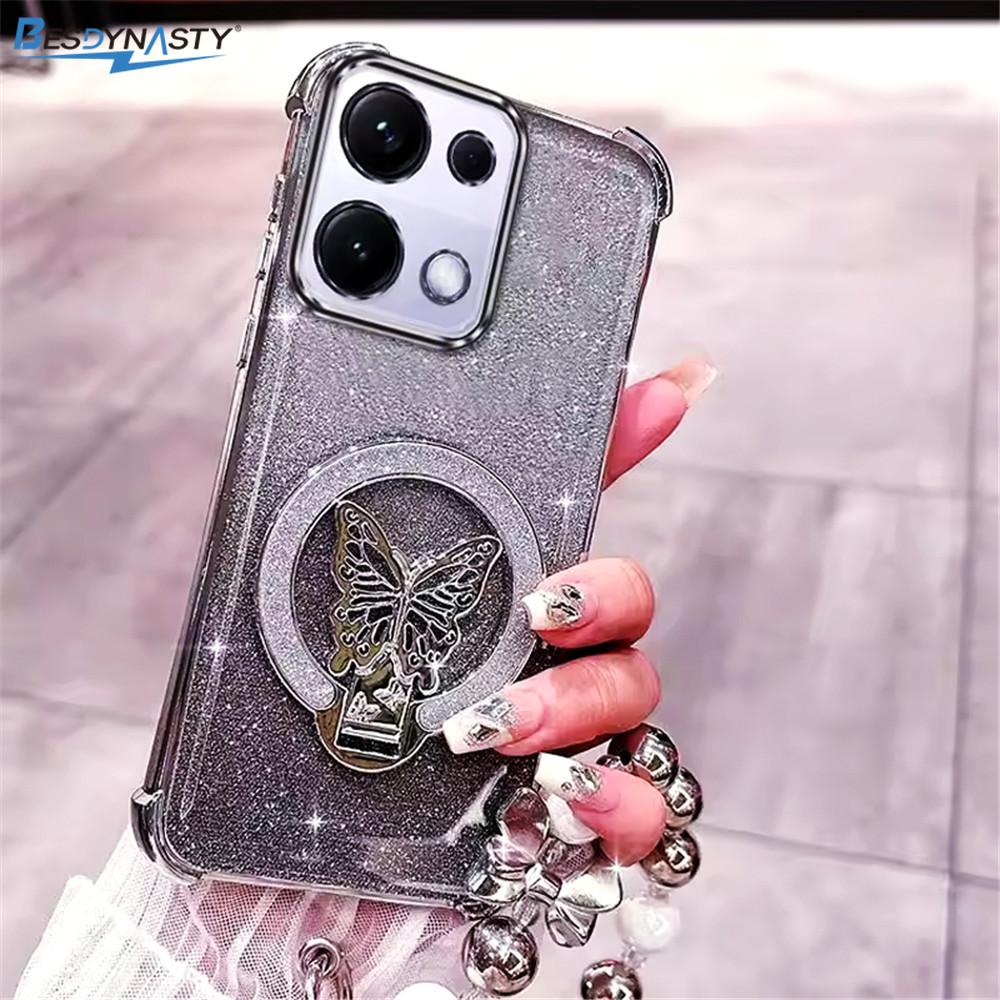 For Honor Magic 7 8 Lite 6 5 Lite 8 PRO 7 6 5 4 Pro Bracelet Butterfly Stand Holder Phone Case Shockproof Glitter Soft Cover