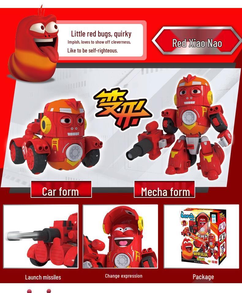 Laughing Larva Toys: Mecha Team Transforming Car-Robot Set for Boys