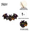Rustic Halloween Decorations Bat Shaped Wooden Key Hook, 2D Wall Mounted Hanging Decor with Entryway Organizer Hooks Pumpkin Ghost Witch Pattern,