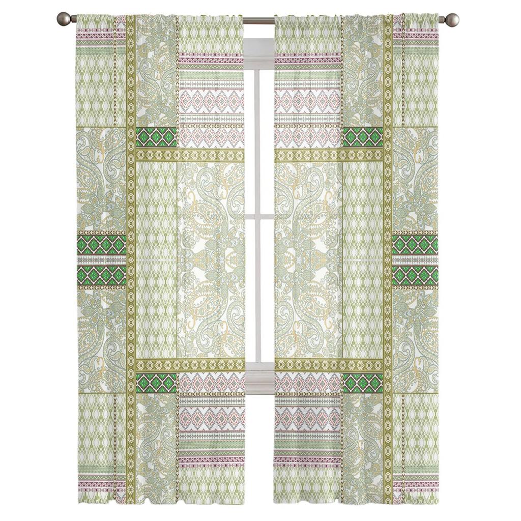 Blätter Blumen Viereck Peris Schlafzimmer Transparent Gardinen Urlaub Dekoration Fenster Voile Tüll Vorhang