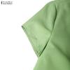 ZANZEA Women Casual Round Neck Solid Color Loose Short Sleeve Dress