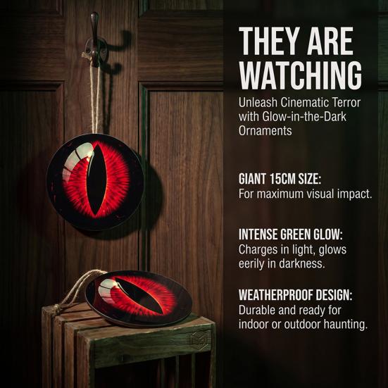 Creative Festival Door Ornaments Halloween Glowing Eyes, Glow in The Dark Eyeball Wooden Hanging Sign, Spooky Outdoor Courtyard Holiday Decor
