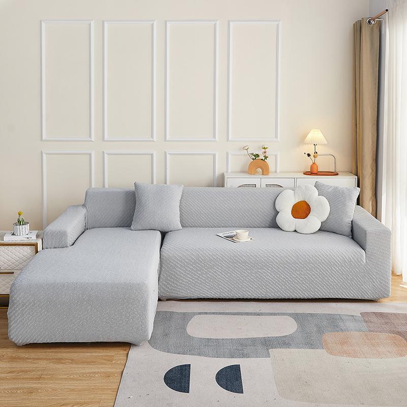 High-end Elastic Solid Color Thick Needle Thickened Jacquard Sofa Cover Embossed Dust Cover All-inclusive Sofa Cover
