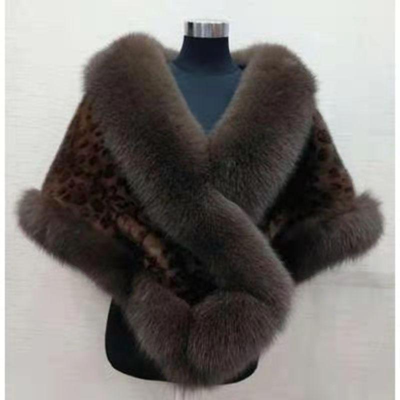 Artificial imitation fur coat women's medium and long imitation mink hair  new imitation fox fur collar shawl