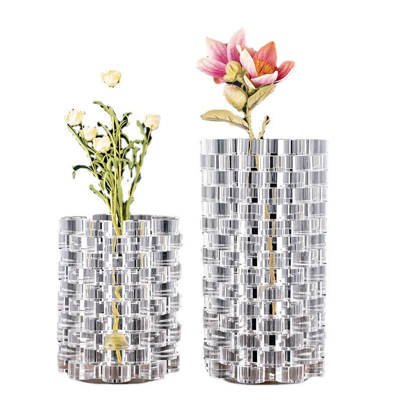 Home Decor Simple Geometric Cylinder Splicing Crystal Vase Living room decoration vase ornaments