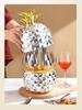 Set di Posate Originale in ABS Acciaio Inossidabile Ananas: Set di coltello, forchetta e cucchiaio di lusso per un'elegante esperienza culinaria.