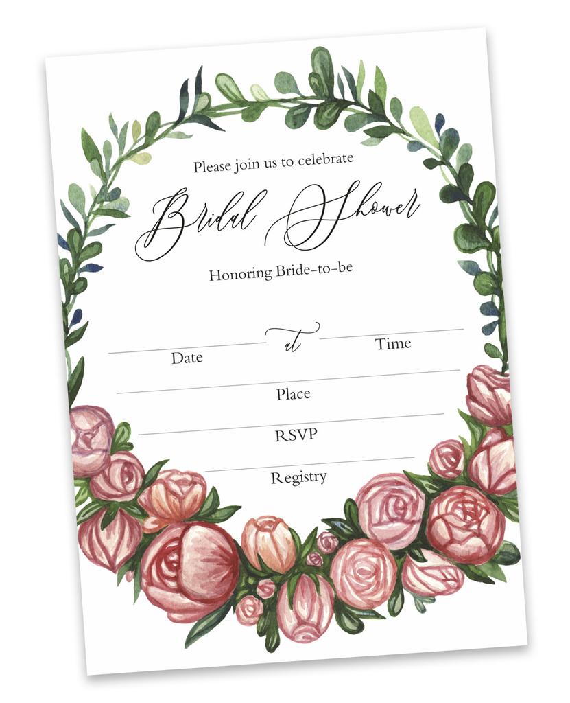 Inkdotpot 30 Einladungen zur Brautparty, Blumenmuster, Hochzeitseinladungen zum Ausfüllen, blanko