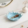 Decorative Catchall Tray 3D Printed Jewelry for Rings Earrings Bracelets, Ocean Splash Boho Home Decor Trinket Dish, Desktop Organizer Vanity Coastal